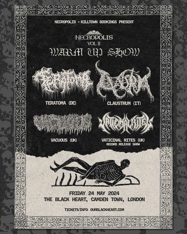 WARM UP show flyer, on Friday 24 May at The Black Heart in Camden